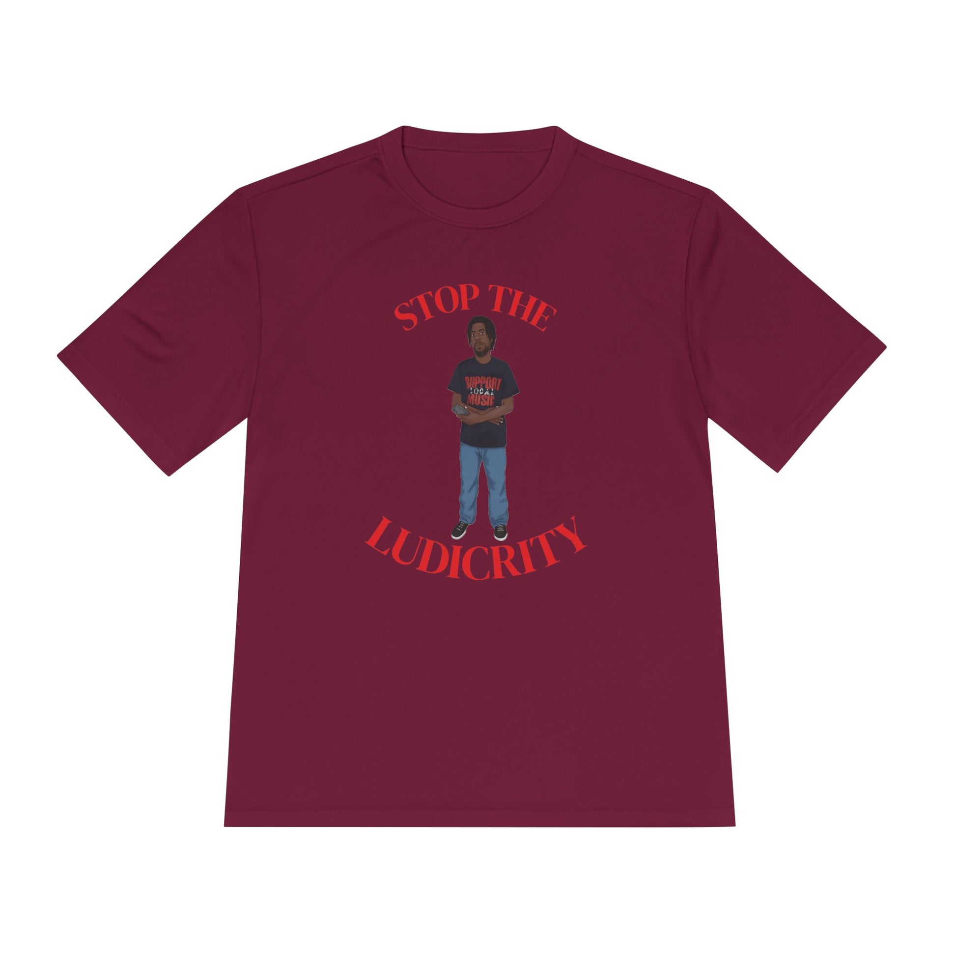 Stop the Ludicrity Unisex Moisture Wicking Tee, Casual Summer Shirt, Funny Activewear, Gift for Friends, Statement Tee