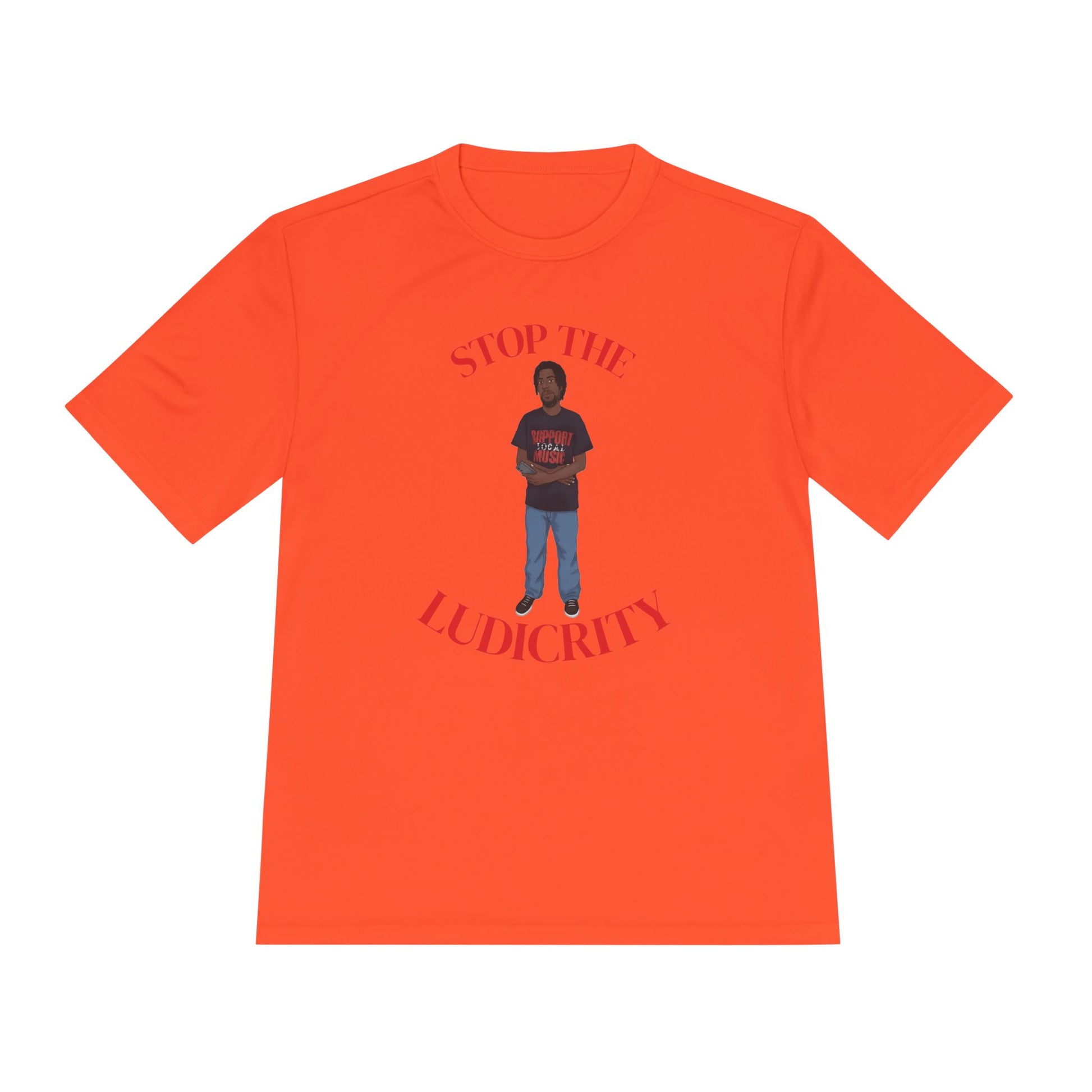 Stop the Ludicrity Unisex Moisture Wicking Tee, Casual Summer Shirt, Funny Activewear, Gift for Friends, Statement Tee