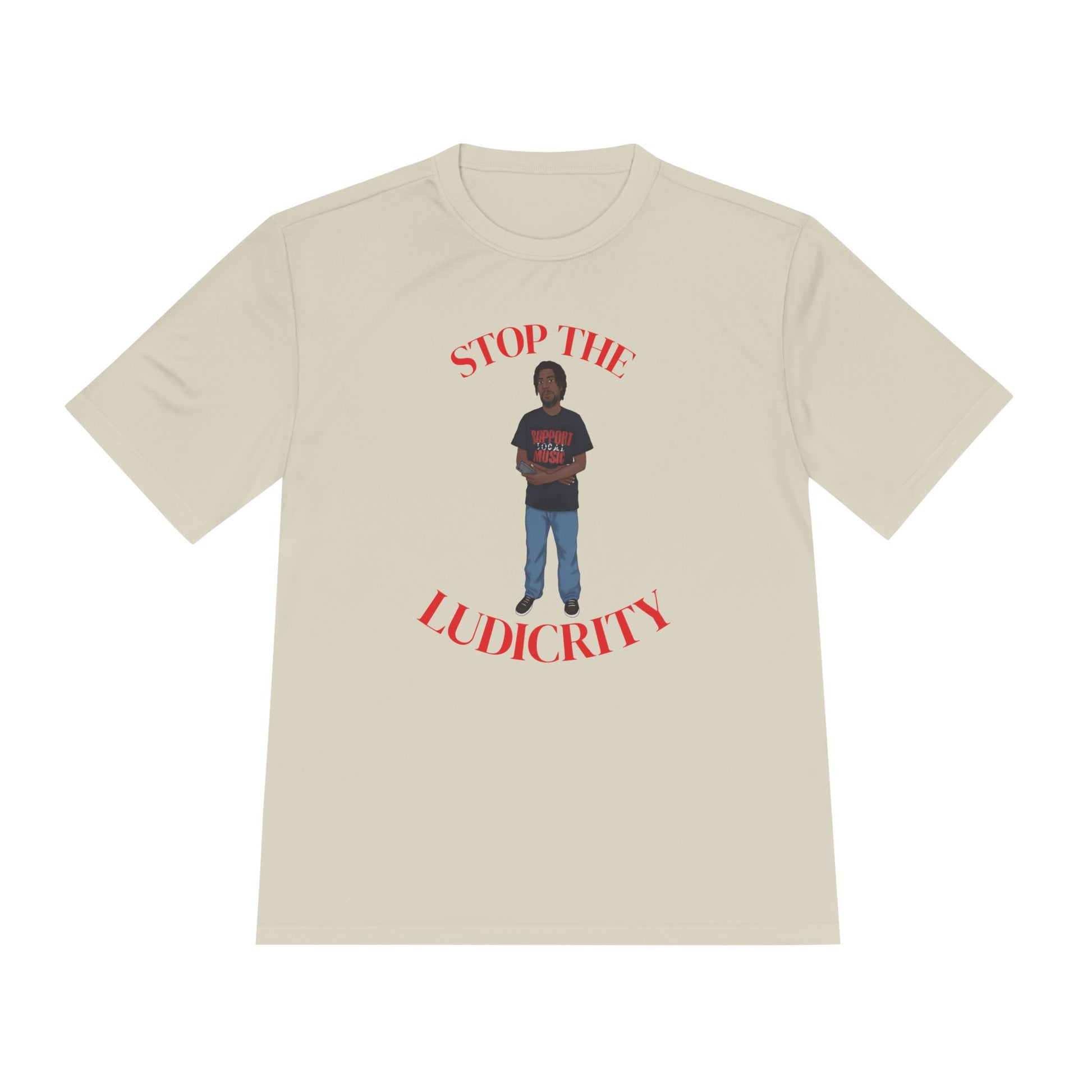 Stop the Ludicrity Unisex Moisture Wicking Tee, Casual Summer Shirt, Funny Activewear, Gift for Friends, Statement Tee