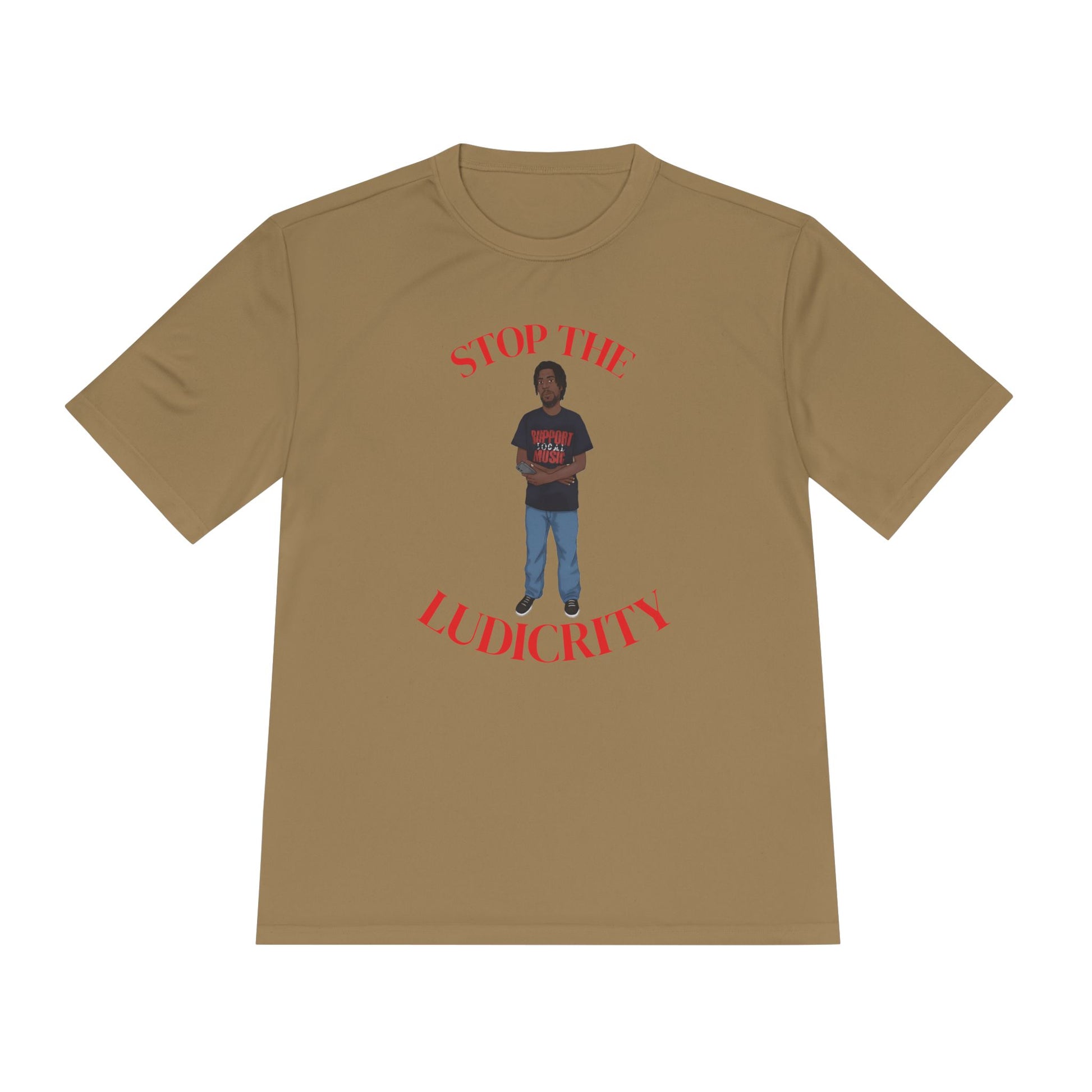 Stop the Ludicrity Unisex Moisture Wicking Tee, Casual Summer Shirt, Funny Activewear, Gift for Friends, Statement Tee