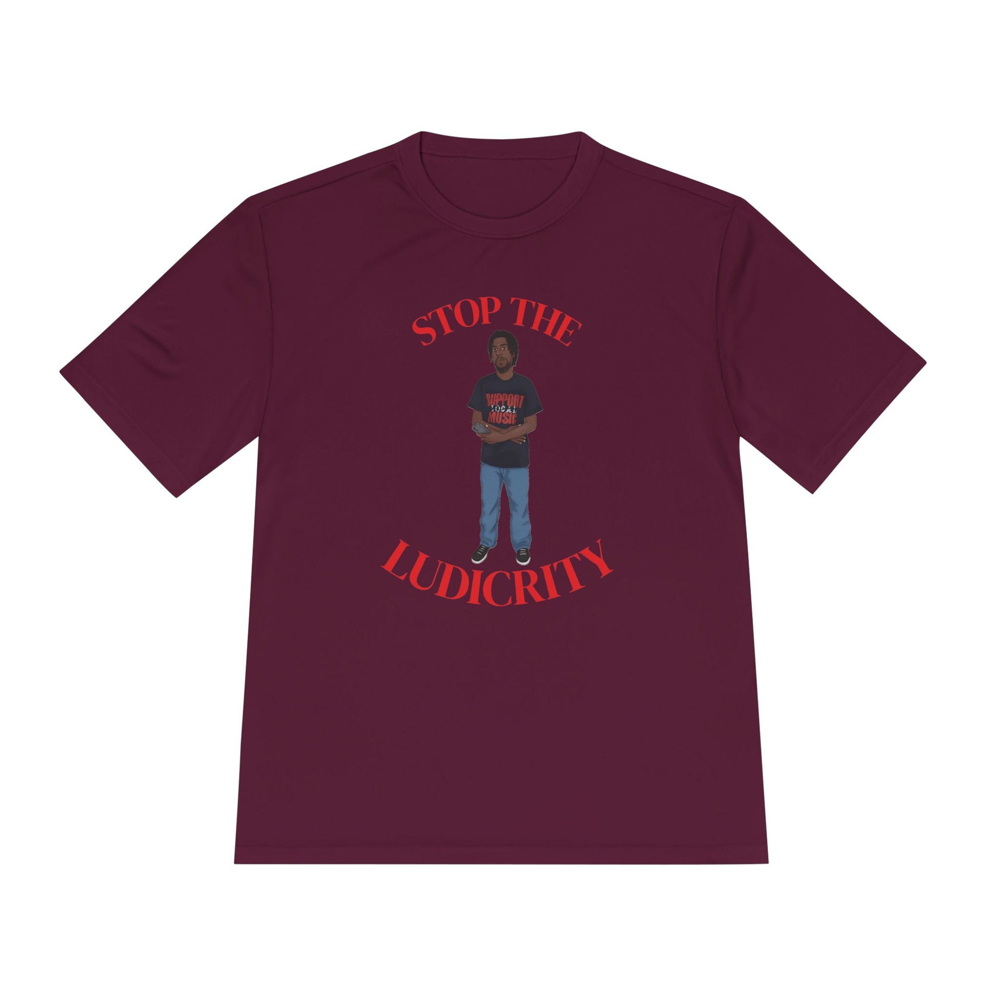 Stop the Ludicrity Unisex Moisture Wicking Tee, Casual Summer Shirt, Funny Activewear, Gift for Friends, Statement Tee
