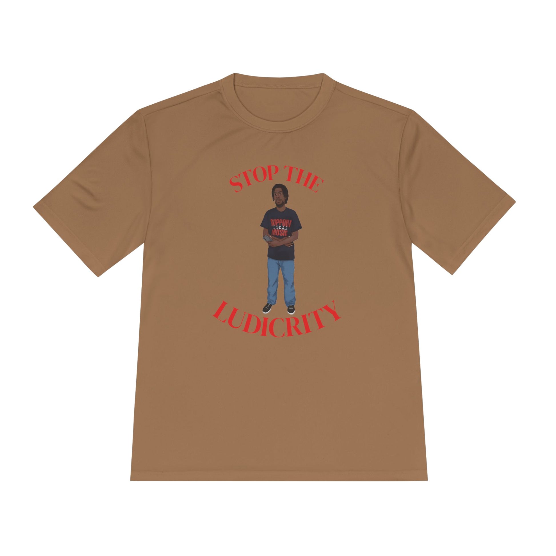 Stop the Ludicrity Unisex Moisture Wicking Tee, Casual Summer Shirt, Funny Activewear, Gift for Friends, Statement Tee